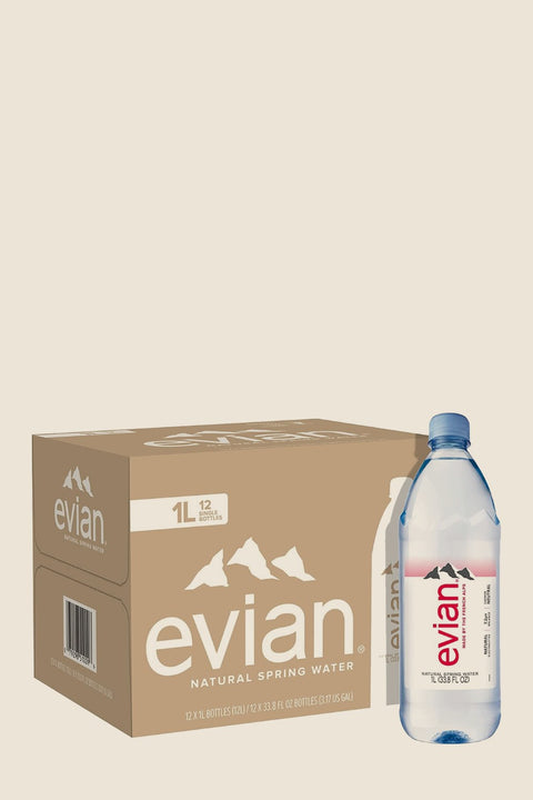 Evian Agua Mineral sin Gas · PET 1 L · caja